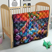 Hawaiian Lei Day Quilt Dolphins with Colorful Corals and Romantic Sunset LT03 - Polynesian Pride