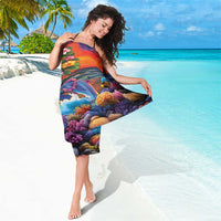 Hawaiian Lei Day Sarong Dolphins with Colorful Corals and Romantic Sunset LT03 - Polynesian Pride