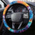 Hawaiian Lei Day Steering Wheel Cover Dolphins with Colorful Corals and Romantic Sunset