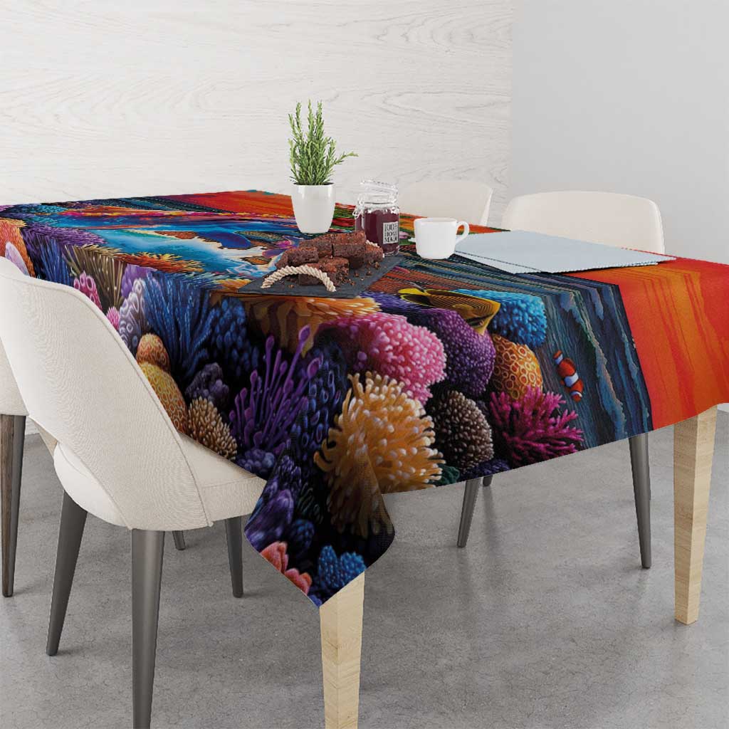 Hawaiian Lei Day Tablecloth Dolphins with Colorful Corals and Romantic Sunset LT03 - Polynesian Pride