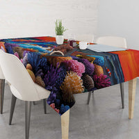 Hawaiian Lei Day Tablecloth Dolphins with Colorful Corals and Romantic Sunset LT03 - Polynesian Pride