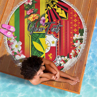 Personalised Hawaii and Philippines Together Beach Blanket The Emblems with Cultural Symbols Green-Yellow-Red Tricolor LT03 - Polynesian Pride