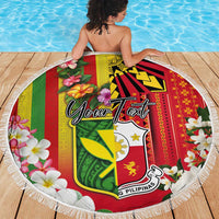 Personalised Hawaii and Philippines Together Beach Blanket The Emblems with Cultural Symbols Green-Yellow-Red Tricolor LT03 - Polynesian Pride
