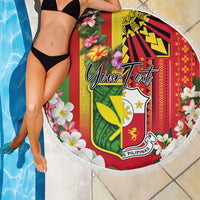 Personalised Hawaii and Philippines Together Beach Blanket The Emblems with Cultural Symbols Green-Yellow-Red Tricolor LT03 - Polynesian Pride