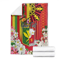 Personalised Hawaii and Philippines Together Blanket The Emblems with Cultural Symbols Green-Yellow-Red Tricolor LT03 - Polynesian Pride