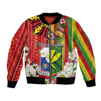 Personalised Hawaii and Philippines Together Bomber Jacket The Emblems with Cultural Symbols Green-Yellow-Red Tricolor LT03 Unisex Art - Polynesian Pride