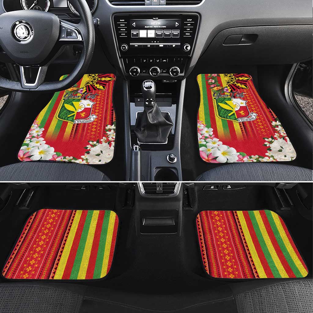 Personalised Hawaii and Philippines Together Car Mats The Emblems with Cultural Symbols Green-Yellow-Red Tricolor LT03 Set 4pcs Art - Polynesian Pride