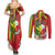 Personalised Hawaii and Philippines Together Couples Matching Summer Maxi Dress and Long Sleeve Button Shirt The Emblems with Cultural Symbols Green-Yellow-Red Tricolor