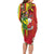 Personalised Hawaii and Philippines Together Family Matching Long Sleeve Bodycon Dress and Hawaiian Shirt The Emblems with Cultural Symbols Green-Yellow-Red Tricolor