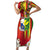 Personalised Hawaii and Philippines Together Family Matching Short Sleeve Bodycon Dress and Hawaiian Shirt The Emblems with Cultural Symbols Green-Yellow-Red Tricolor