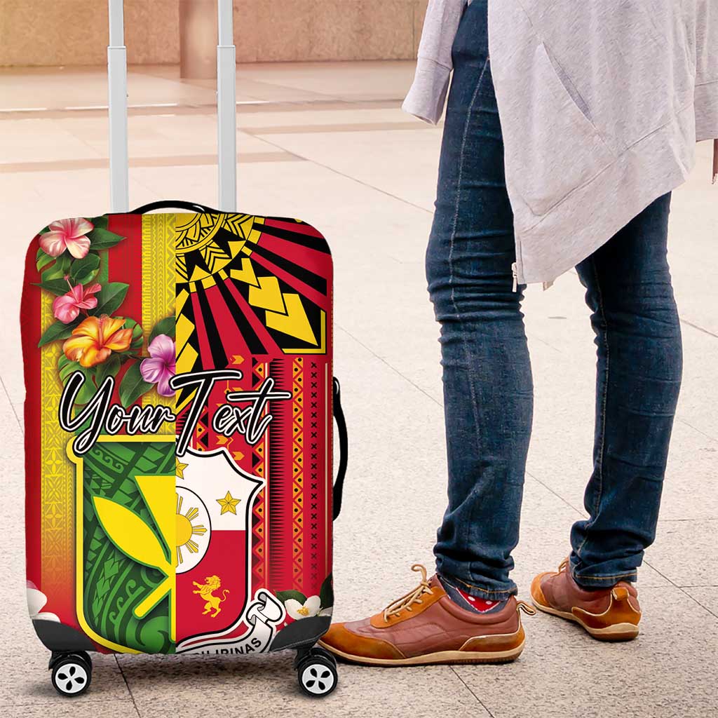 Personalised Hawaii and Philippines Together Luggage Cover The Emblems with Cultural Symbols Green-Yellow-Red Tricolor LT03 Art - Polynesian Pride