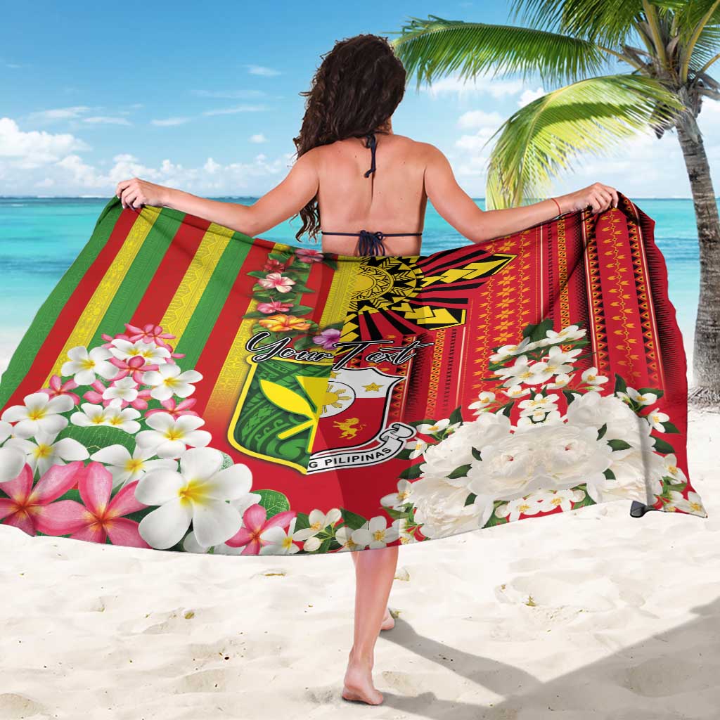 Personalised Hawaii and Philippines Together Sarong The Emblems with Cultural Symbols Green-Yellow-Red Tricolor LT03 - Polynesian Pride