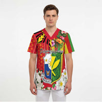 Personalised Hawaii and Philippines Together Scrub Top The Emblems with Cultural Symbols Green-Yellow-Red Tricolor LT03 - Polynesian Pride