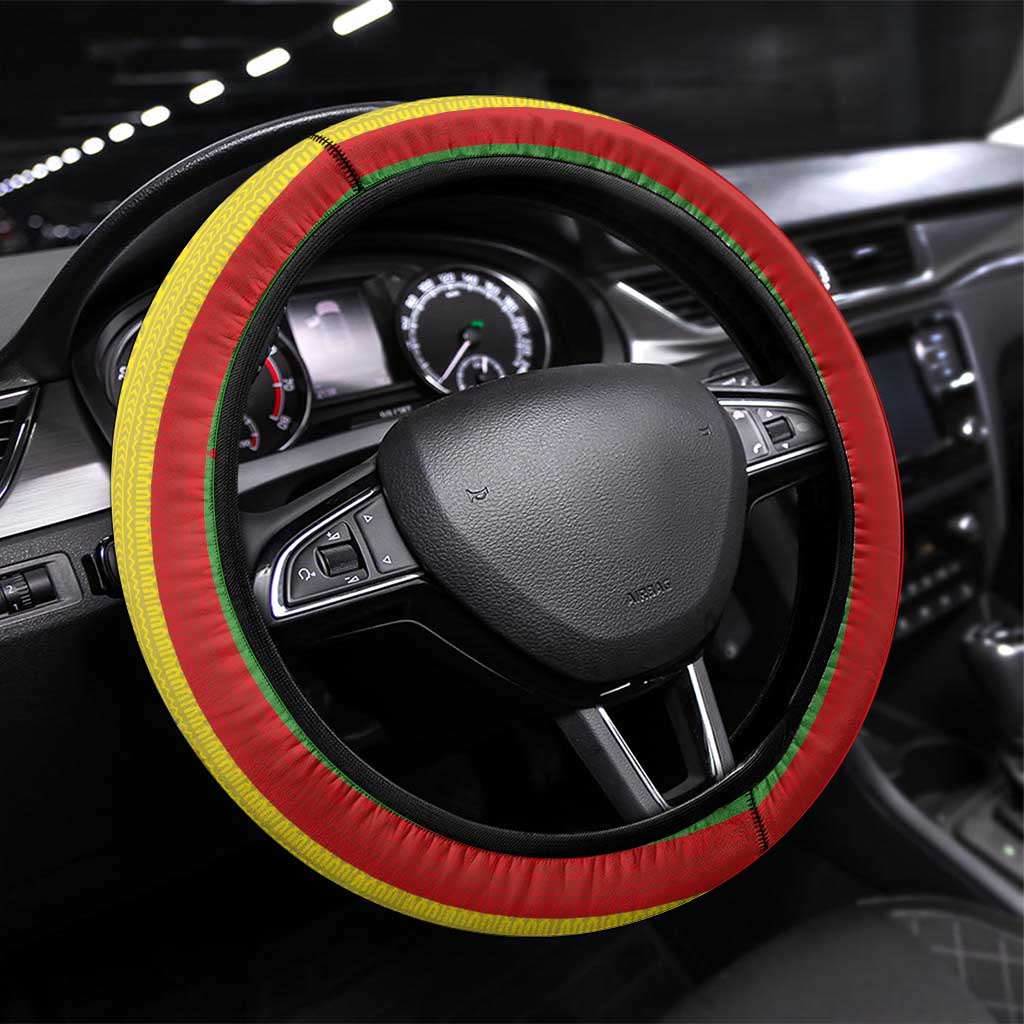 Hawaii and Philippines Together Steering Wheel Cover The Emblems with Cultural Symbols Green-Yellow-Red Tricolor