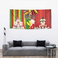 Personalised Hawaii and Philippines Together Tapestry The Emblems with Cultural Symbols Green-Yellow-Red Tricolor LT03 - Polynesian Pride