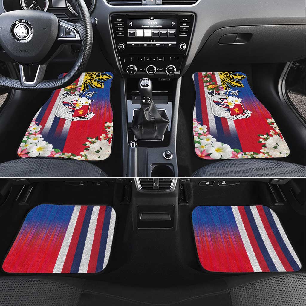 Personalised Hawaii and Philippines Together Car Mats The Emblems with Cultural Symbols Blue-White-Red Tricolor LT03 Set 4pcs Art - Polynesian Pride