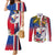 Personalised Hawaii and Philippines Together Couples Matching Mermaid Dress and Long Sleeve Button Shirt The Emblems with Cultural Symbols Blue-White-Red Tricolor