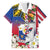 Personalised Hawaii and Philippines Together Family Matching Off Shoulder Maxi Dress and Hawaiian Shirt The Emblems with Cultural Symbols Blue-White-Red Tricolor