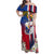 Personalised Hawaii and Philippines Together Family Matching Off Shoulder Maxi Dress and Hawaiian Shirt The Emblems with Cultural Symbols Blue-White-Red Tricolor