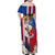 Personalised Hawaii and Philippines Together Family Matching Off Shoulder Maxi Dress and Hawaiian Shirt The Emblems with Cultural Symbols Blue-White-Red Tricolor