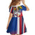 Personalised Hawaii and Philippines Together Family Matching Off Shoulder Short Dress and Hawaiian Shirt The Emblems with Cultural Symbols Blue-White-Red Tricolor