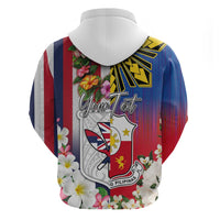 Personalised Hawaii and Philippines Together Hoodie The Emblems with Cultural Symbols Blue-White-Red Tricolor LT03 - Polynesian Pride