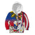 Personalised Hawaii and Philippines Together Kid Hoodie The Emblems with Cultural Symbols Blue-White-Red Tricolor