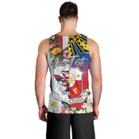 Personalised Hawaii and Philippines Together Men Tank Top The Emblems with Cultural Symbols Blue-White-Red Tricolor LT03 - Polynesian Pride