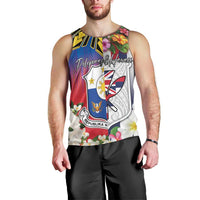 Personalised Hawaii and Philippines Together Men Tank Top The Emblems with Cultural Symbols Blue-White-Red Tricolor LT03 - Polynesian Pride