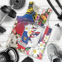 Personalised Hawaii and Philippines Together Men Tank Top The Emblems with Cultural Symbols Blue-White-Red Tricolor LT03 - Polynesian Pride