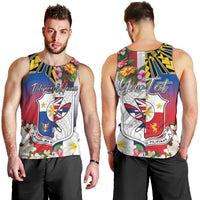 Personalised Hawaii and Philippines Together Men Tank Top The Emblems with Cultural Symbols Blue-White-Red Tricolor LT03 - Polynesian Pride
