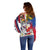 Personalised Hawaii and Philippines Together Off Shoulder Sweater The Emblems with Cultural Symbols Blue-White-Red Tricolor