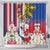 Personalised Hawaii and Philippines Together Shower Curtain The Emblems with Cultural Symbols Blue-White-Red Tricolor