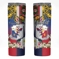 Personalised Hawaii and Philippines Together Skinny Tumbler The Emblems with Cultural Symbols Blue-Red Gradient LT03 Gradient - Polynesian Pride