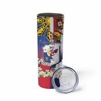 Personalised Hawaii and Philippines Together Skinny Tumbler The Emblems with Cultural Symbols Blue-Red Gradient LT03 - Polynesian Pride