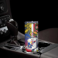 Personalised Hawaii and Philippines Together Skinny Tumbler The Emblems with Cultural Symbols Blue-Red Gradient LT03 - Polynesian Pride
