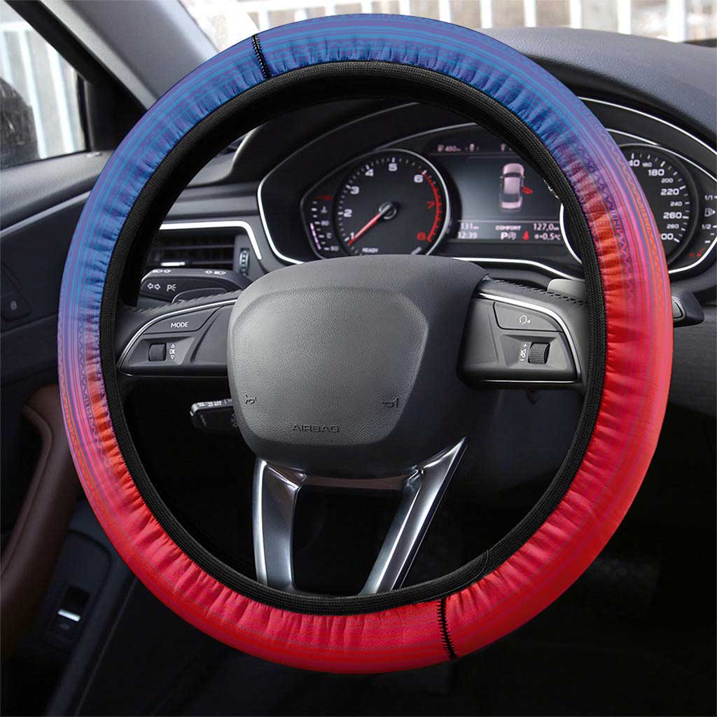 Hawaii and Philippines Together Steering Wheel Cover The Emblems with Cultural Symbols Blue-White-Red Tricolor LT03 - Polynesian Pride