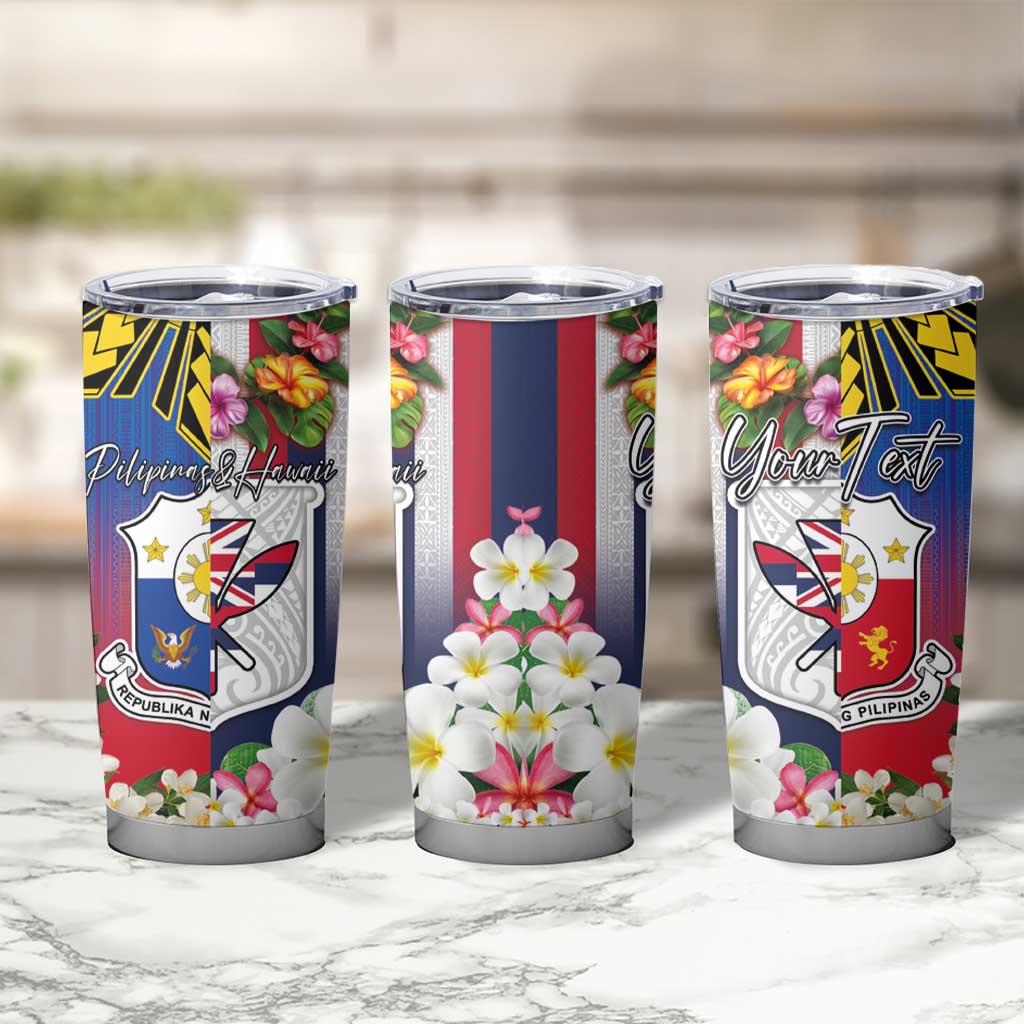 Personalised Hawaii and Philippines Together Tumbler Cup The Emblems with Cultural Symbols Blue-Red Gradient LT03 - Polynesian Pride