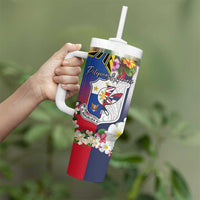 Personalised Hawaii and Philippines Together Tumbler With Handle The Emblems with Cultural Symbols Blue-Red Gradient LT03 - Polynesian Pride