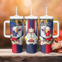 Personalised Hawaii and Philippines Together Tumbler With Handle The Emblems with Cultural Symbols Blue-Red Gradient LT03 - Polynesian Pride