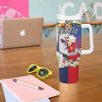 Personalised Hawaii and Philippines Together Tumbler With Handle The Emblems with Cultural Symbols Blue-Red Gradient LT03 - Polynesian Pride