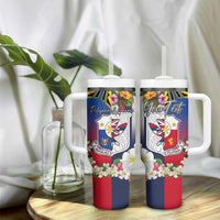 Personalised Hawaii and Philippines Together Tumbler With Handle The Emblems with Cultural Symbols Blue-Red Gradient LT03 - Polynesian Pride