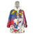 Personalised Hawaii and Philippines Together Wearable Blanket Hoodie The Emblems with Cultural Symbols Blue-White-Red Tricolor