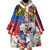 Personalised Hawaii and Philippines Together Wearable Blanket Hoodie The Emblems with Cultural Symbols Blue-White-Red Tricolor