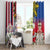 Personalised Hawaii and Philippines Together Window Curtain The Emblems with Cultural Symbols Blue-White-Red Tricolor