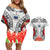 Samoa Siapo Ula Fala Couples Matching Off Shoulder Short Dress and Hawaiian Shirt With Ginger Plant White Color LT03 White - Polynesian Pride