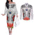 Samoa Siapo Ula Fala Couples Matching Off The Shoulder Long Sleeve Dress and Long Sleeve Button Shirt With Ginger Plant White Color LT03 White - Polynesian Pride