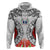 Samoa Siapo Ula Fala Hoodie With Ginger Plant White Color LT03 Zip Hoodie White - Polynesian Pride