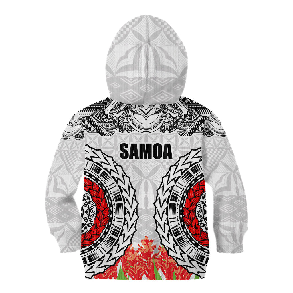 Samoa Siapo Ula Fala Kid Hoodie With Ginger Plant White Color LT03 - Polynesian Pride