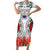 Samoa Siapo Ula Fala Short Sleeve Bodycon Dress With Ginger Plant White Color LT03 Long Dress White - Polynesian Pride